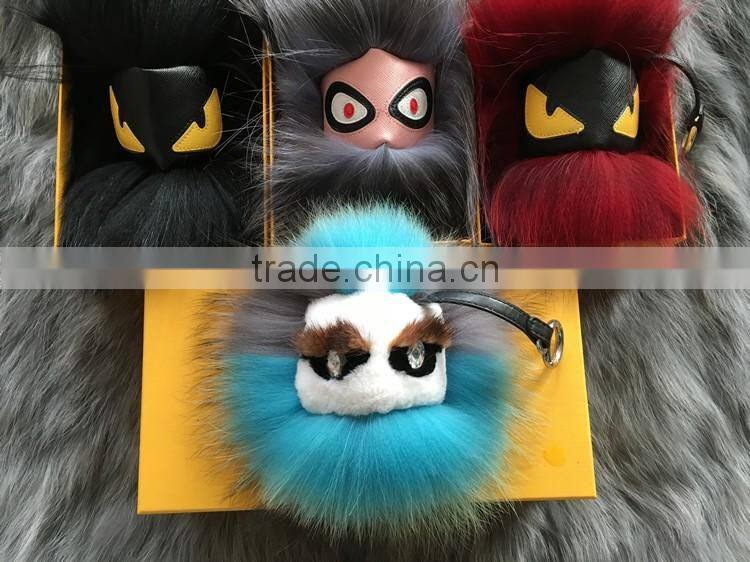 Beautiful Monster raccoon Fur Chain Key,Fashion Fur Keychain for Bag, Car keychain and Keyring