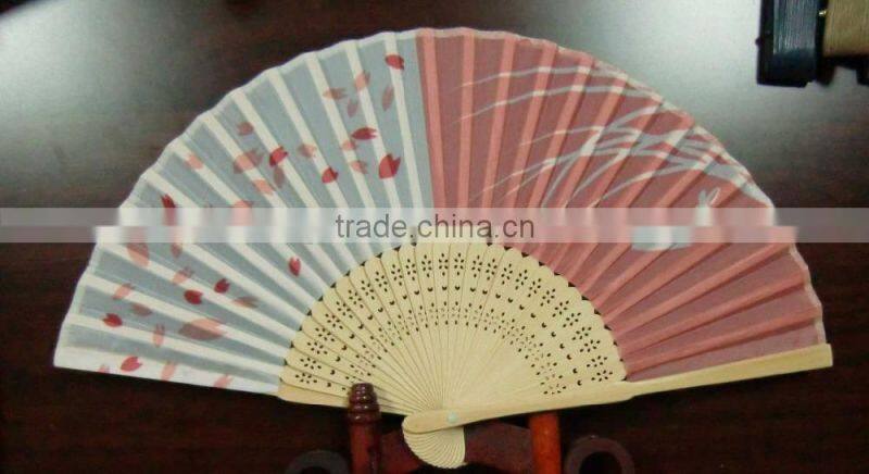 Chinese style hand fan with bamboo handle /cotton fan/polyester fan