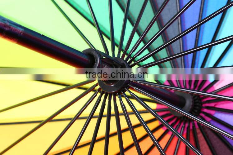 24 RIBS rainbow Alibaba China supplier Wholeslae Custom Brand OEM/ODM Professional golf umbrella