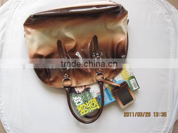 custom design gradient woman gender saddle bag shiny leather tote