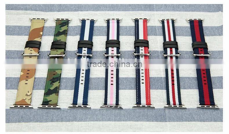 Burberry Fabric Multicolour Woven Nylon Watch Strap For iWatch 38 42 adjustable watch strap with Free adapter For Apple watch