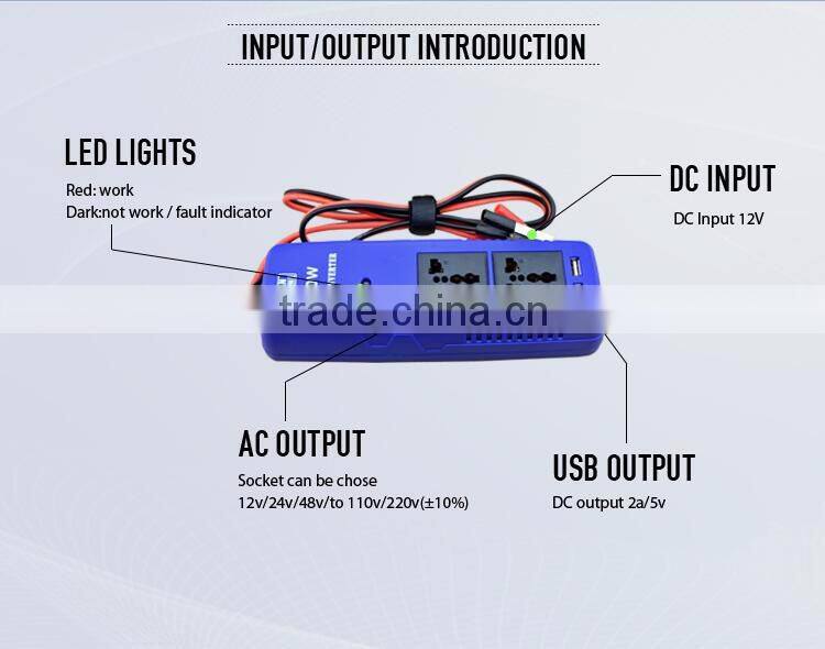 Portable 150W High Frequency Car Power Inverter with 2 UBS Port for Outdoor Use