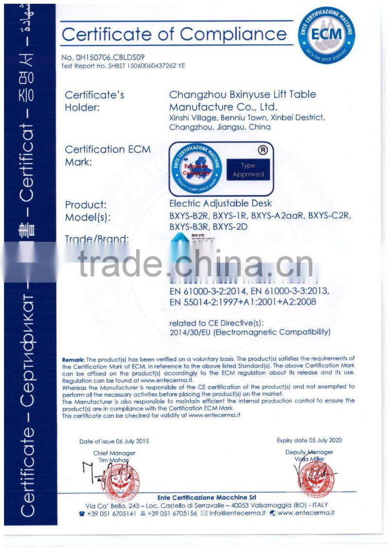 Amercian design One -leg electric height adjustable cornor desk and table with CE certificate