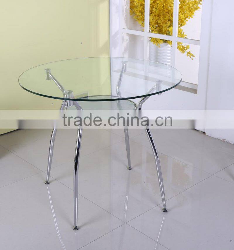 Round Glass Dining Table With Chromed Legs Dining Room Furniture