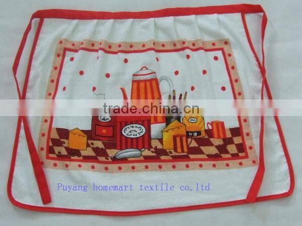new design velour half waist yarn dye jacquard apron check apron for cooking