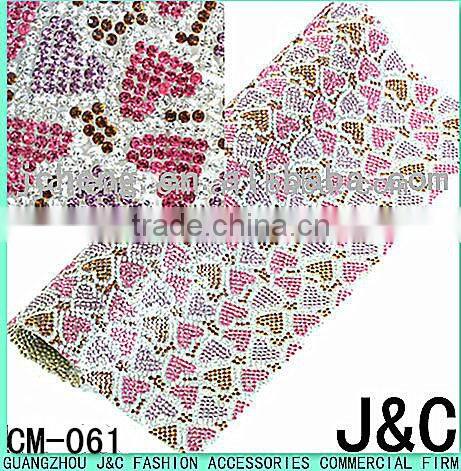 2016 new black color rose flower shaped lace hot fix crystal rhinestone mesh