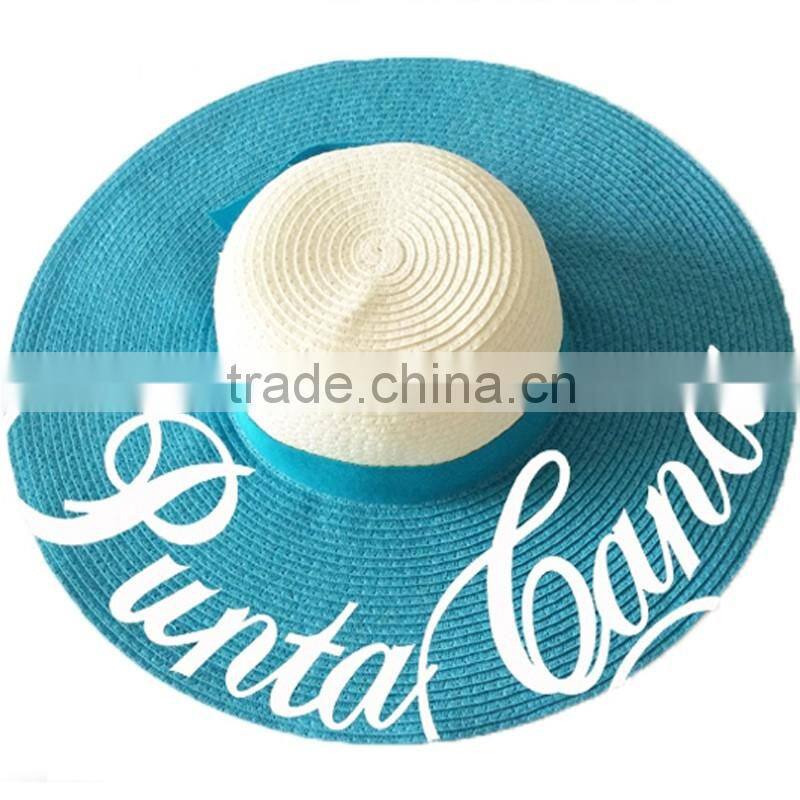 2016 new fashion summer large brim beach sun womens hats ladies black and white stripes floppy straw hat