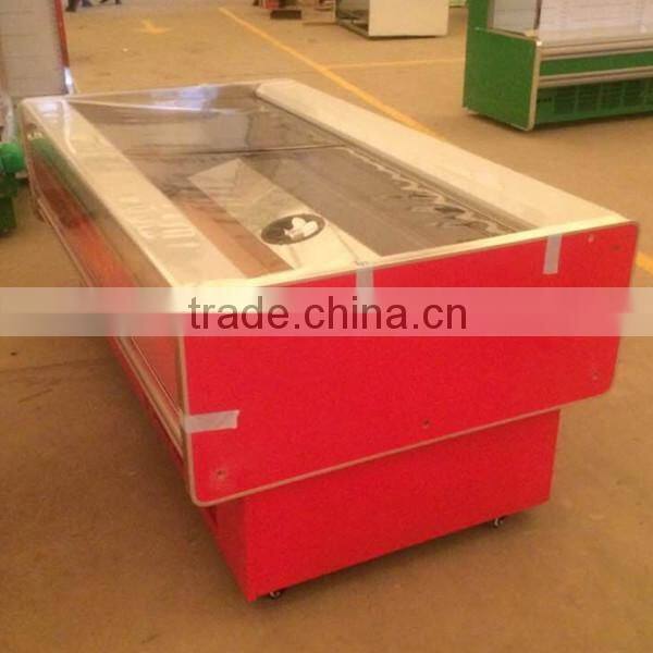Double side commercial supermarket meat and fish display freezer