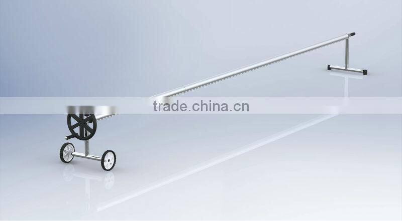 P1820 swimming pool cover reel witn stainless steel frame and aluminum poles