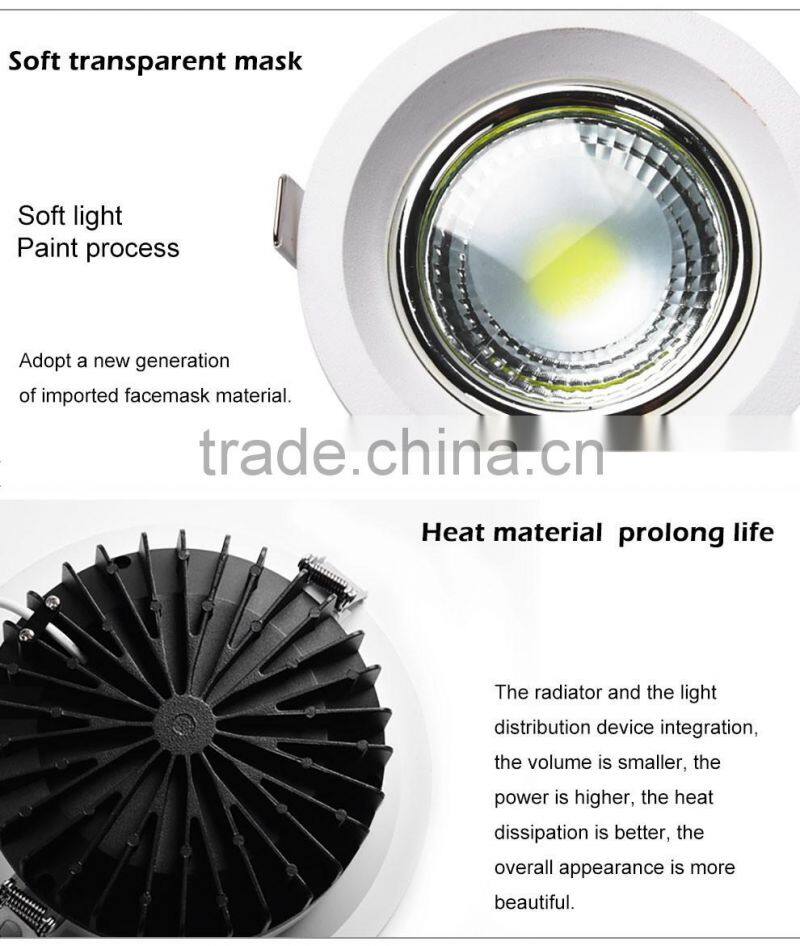 6500k cool white color COB led recessed adjustable downlight
