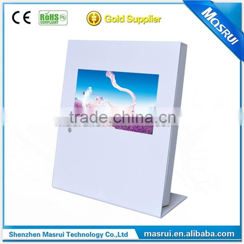 White Acrylic 10inch LCD Video in Print built in 2G Memory ,Motion sensor