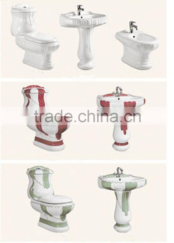 Hot Sale Bathroom Ceramic Decorated Sanitary Ware Suite D8008