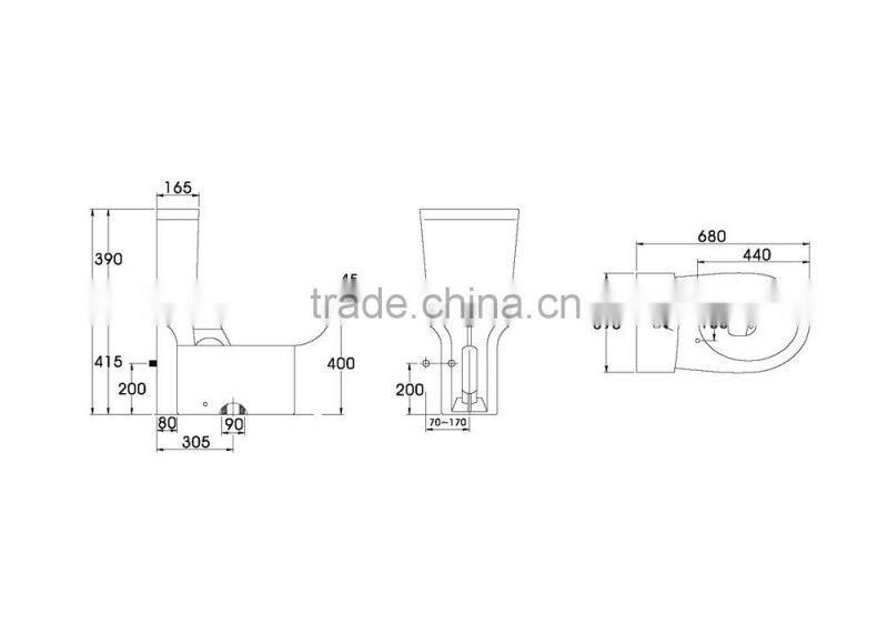 CRW HTC3508 Two Piece Small Bathroom Toilet