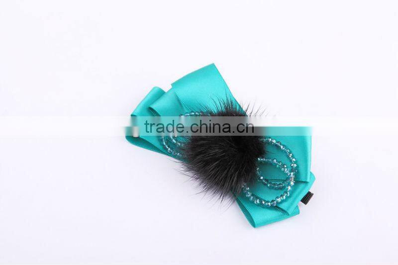 Luxury mink fur hair bow hair accessories for women, girls hair accessories