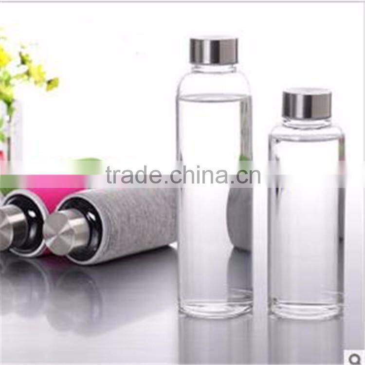 Top Level Quality Stylish Environmental Borosilicate infuser Glass Water Bottle with Soft Colorful Sleeve 280ML 350ml 420ML 500M