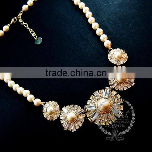 vintage antiqued gold white pearls cabochon chunky chic fashion choker statement women necklace 6320032