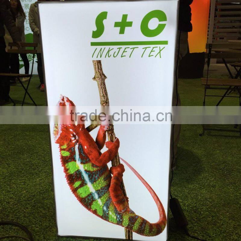 stretch man light box fabric for dye sublimation direct printing with flame retardant German DIN B1