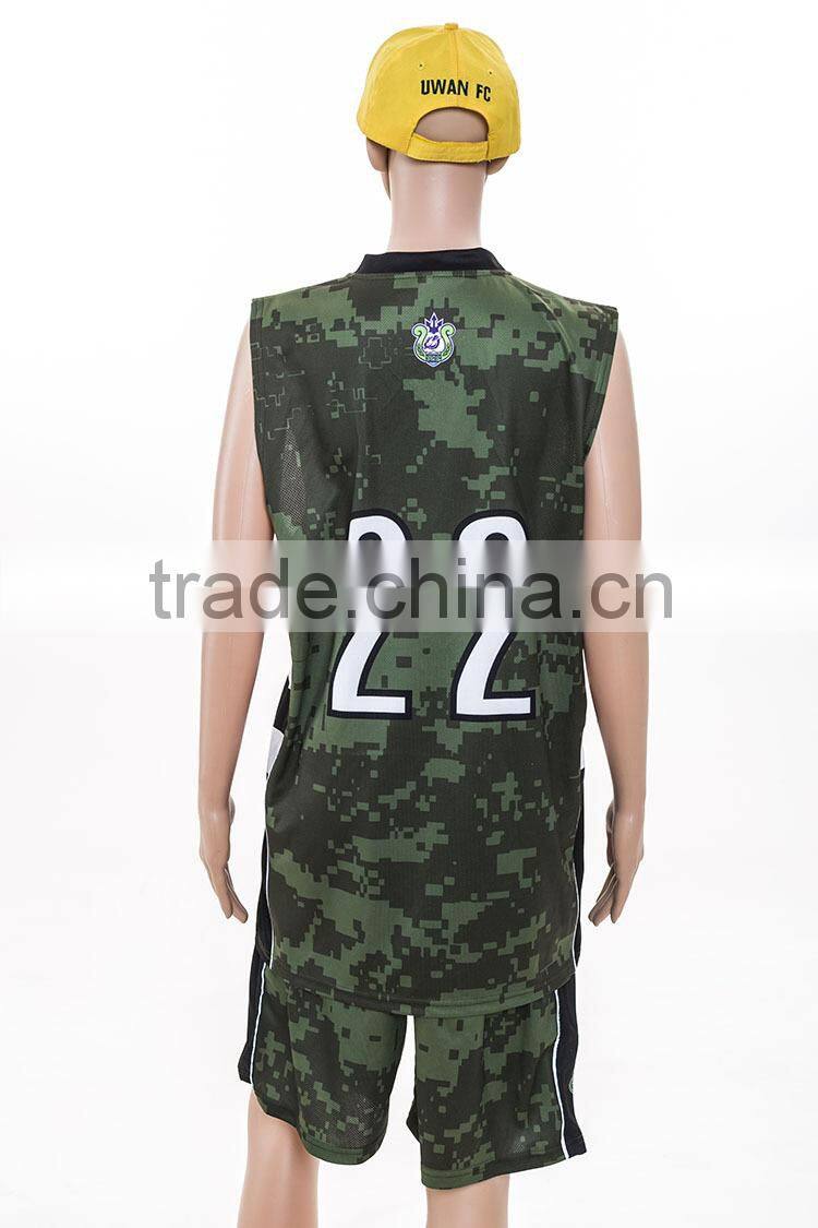 sublimated camo blue reversible basketball jerseys/custom digital camo basketball uniform