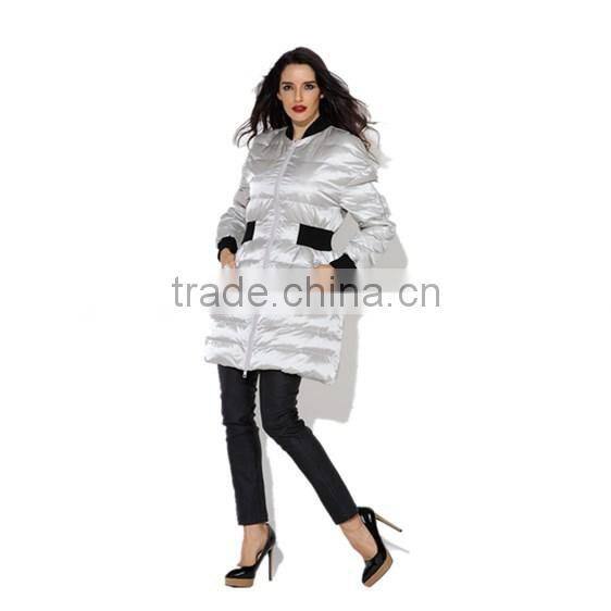 Pretty steps 2015 high end silver elegantly long length ladies winter Long Down & Feather Fill Coat