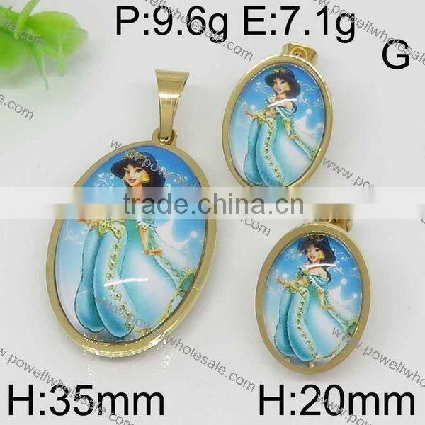 Hot gold color cartoon style jewelry set china stainless steel jewelry wholesale