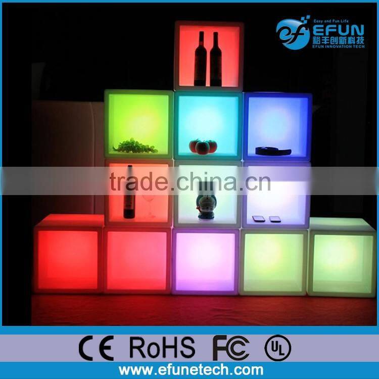 battery operated wireless control waterproof rgb color commercial led light up wine display cube shelf