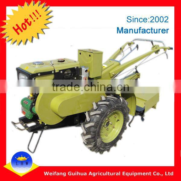 12hp farm walking tractor matched with tiller cultivator and plough good selling