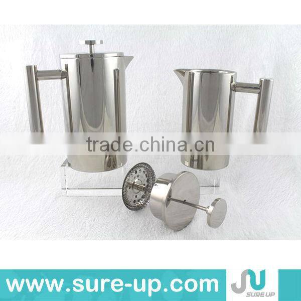 double wall stainless steel quadrate shape coffee press (0.35L,0.8L,1.0L)