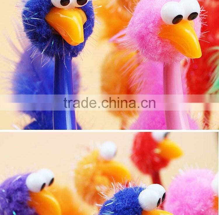 promotional wholesale cheap funny cartoon school office stationery mini plastic ostrich roller ball point pen