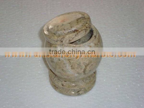 DECORATIVE FOSSIL MARBLE CREMATION URNS
