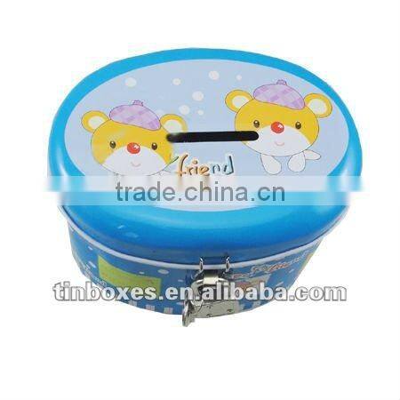 Oval Coin Bank with lock