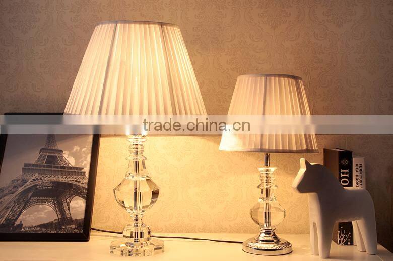 Luxury clear K9 crystal carving table lamp with white lampshade