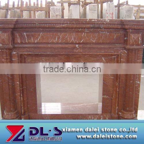 Hand Carved Red Marble Fire Place
