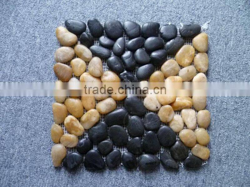 High polished, mixed color flat pebble river stone, natural pebble stone