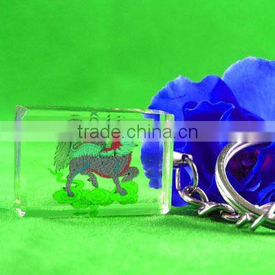 rectangle colorful image crystal advertising keychain