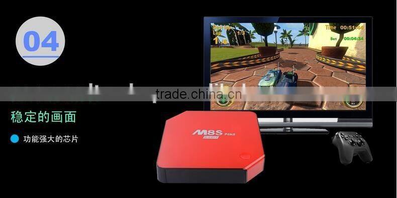 Latest Android tv box M8S PLUS 64 BIT in red color/black Amlogic S905 android 5.1 2g/16g