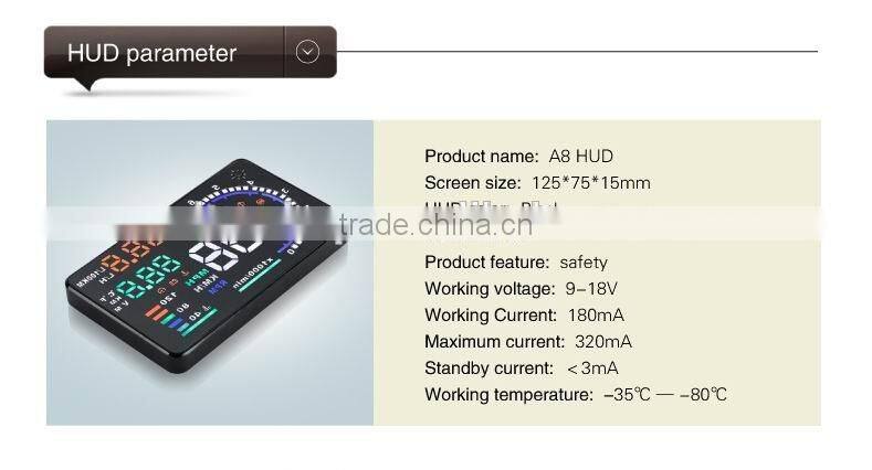 Hot-selling New Colorful Big 5.5 Display Screen Car HUD Head Up Display OBD2 Feul Comsuption/Speed/Tire Pressure Alarm Car HUD