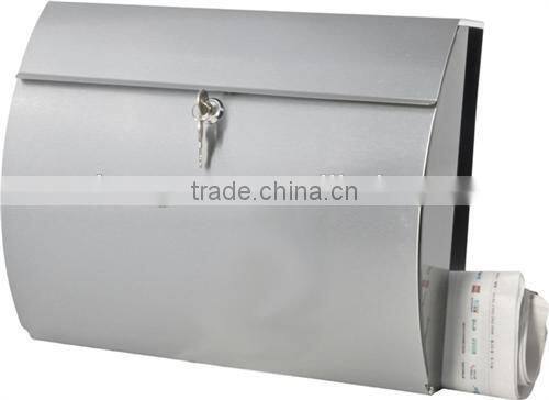 stainless steel mailbox with newspaper holder in the back