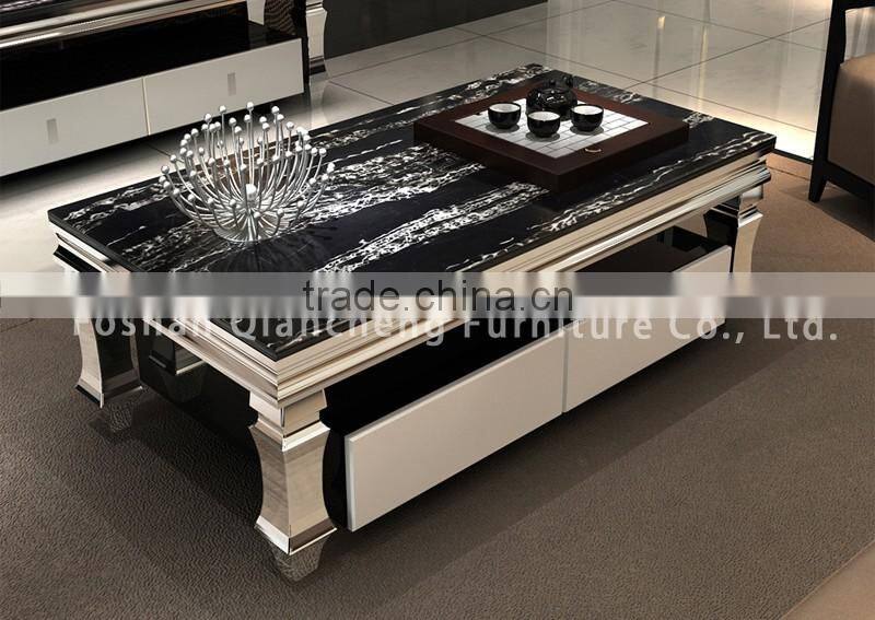 Dining Room Stone Top Stainless Steel Table Chair Sets