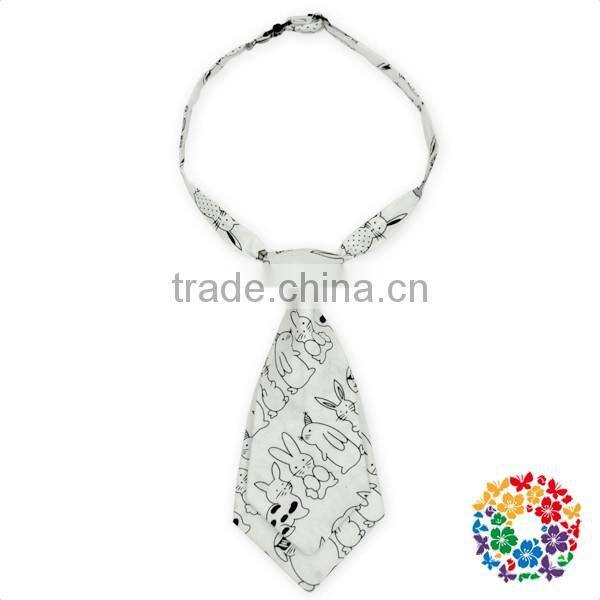 Black White Bunny Printed Polyester Baby Necktie Adjustable Boys Neckties