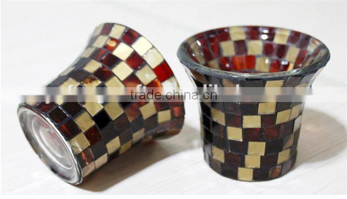 black mosaic handmade candle holders art and crafts