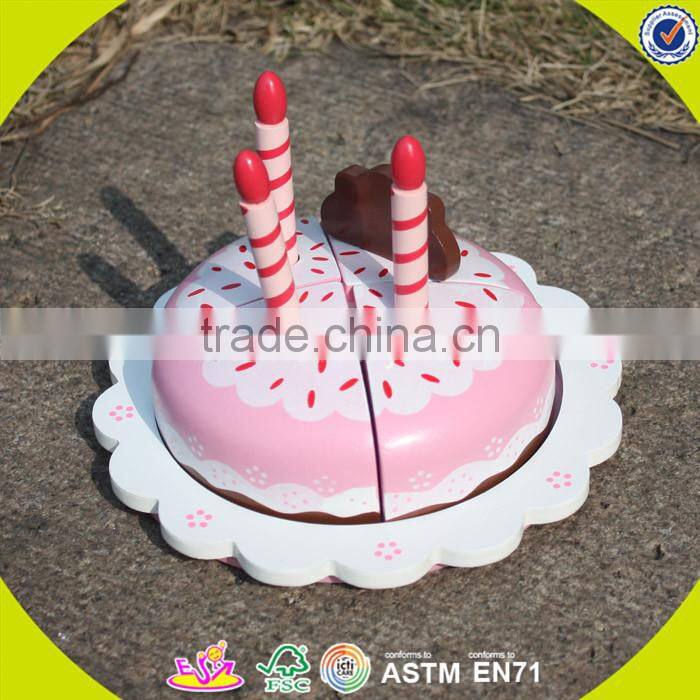 wholesale baby wooden birthday cake set toy, top fashion kids wooden chocolate cake, funny wooden birthday cake set toy W10B101
