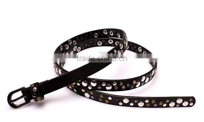 Wholesale rivet decorated sex women lady thin PU waist belt