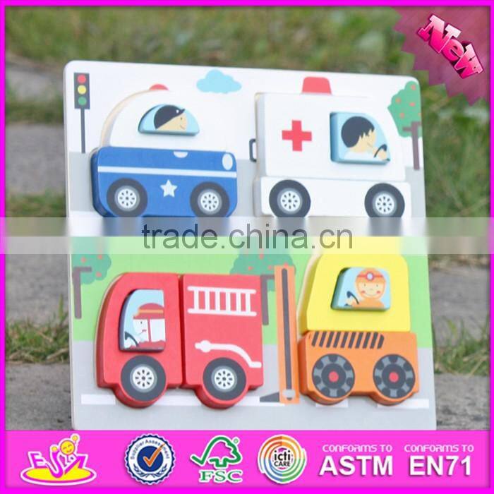 2017 New product educational toy wooden car shape puzzle for kids W14D022