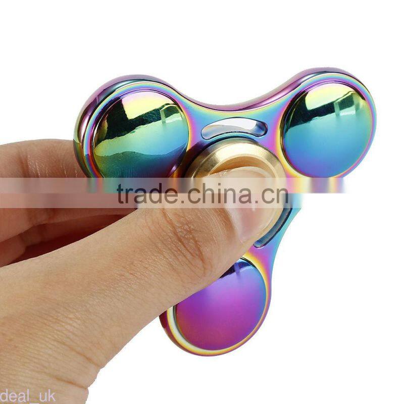 2017 new hot Rainbow EDC Hand Spinner finger gyro Tri Fidget Focus Desk Toys Stocking Stuffer Kids/Adult