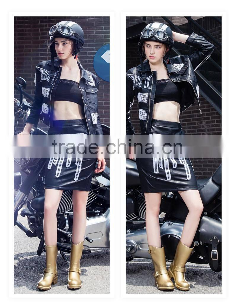 2017 rock style of pvc rain boots for women