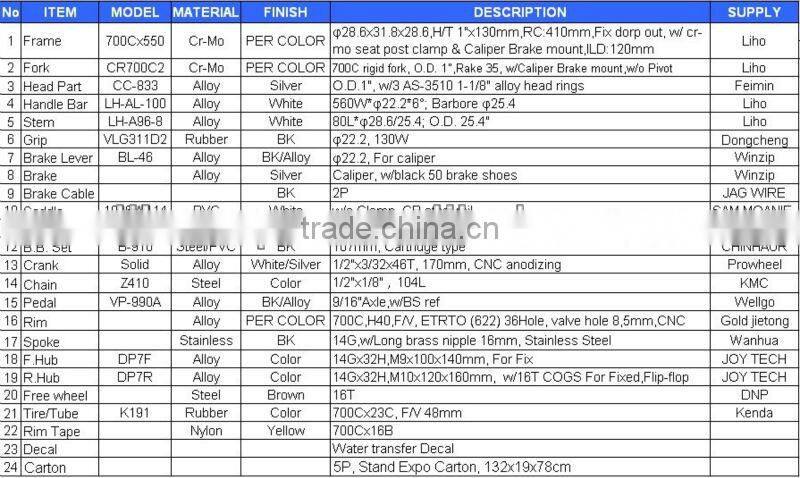 700C lady fixed gear bike