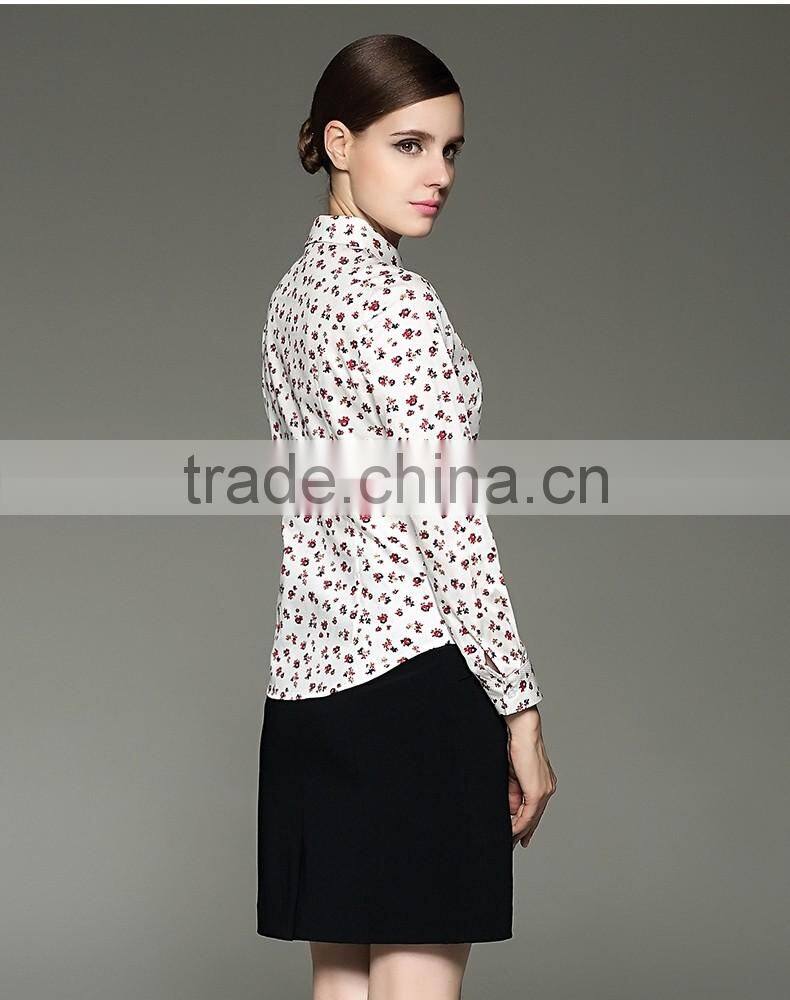 Idyllic Style Floral Printed Long Sleeve Cotton Shirt For Ladies