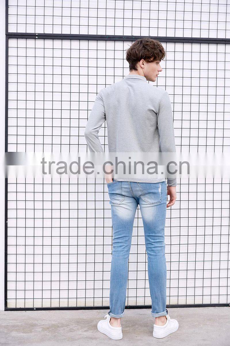 factory wholesale high quality 220g 100% cotton long sleeve polo shirt