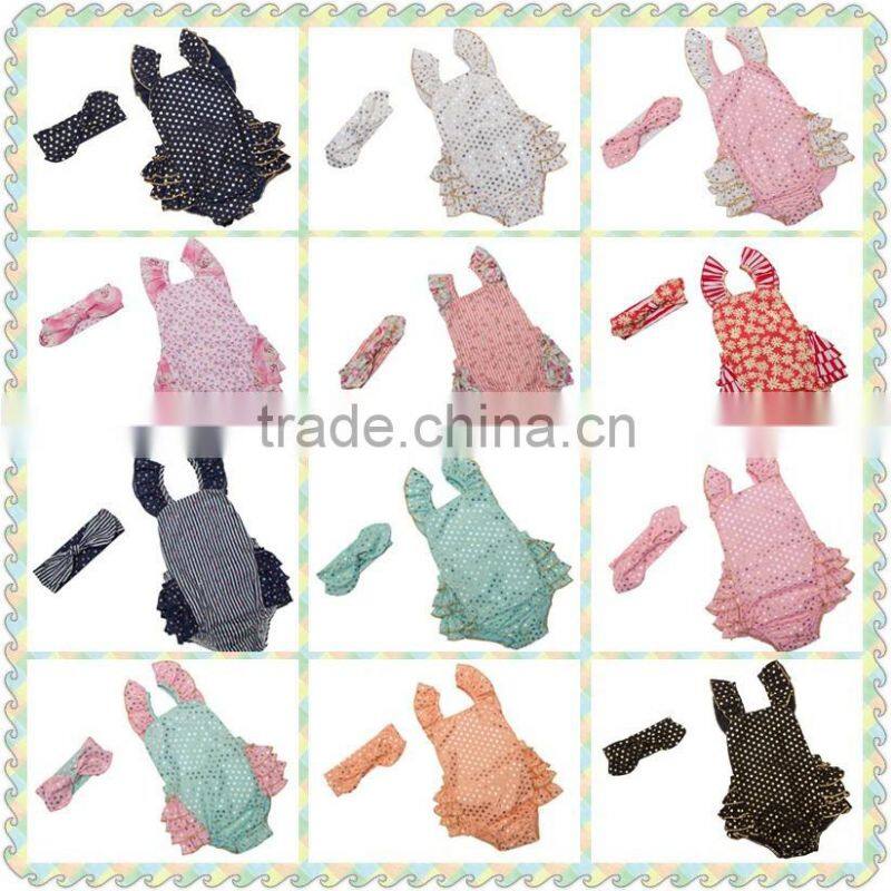 Gold polk dots Baby Romper Fancy Flower Kids Toddler Rompers Casual Baby Clothes Girls