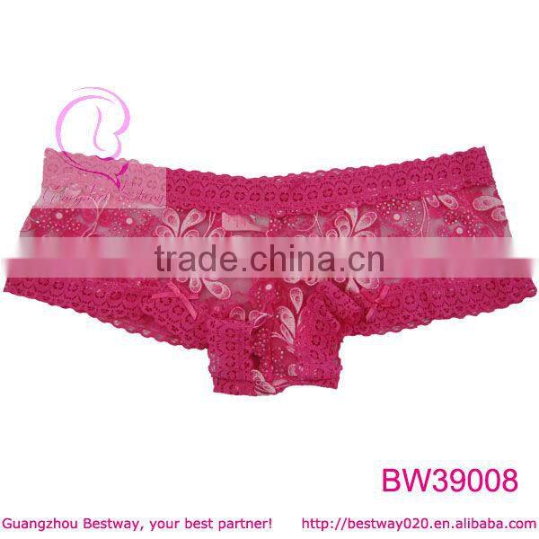 Women sexy images hot transparent lace material short panty in apparel